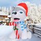GOOSH 4 FT Christmas Inflatables Husky Dogs Holding Candy Cane with Built-in LEDs
